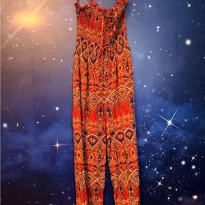 Angie Vibrant Red Patterned Jumpsuit